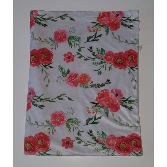 Homritar Pink White Rose Flowers Minky Dot Baby Blanket Girl Soft Fleece 30x40 - Picture 2 of 6